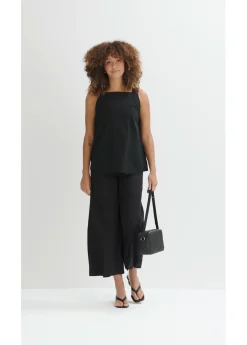 bonprix bonprix Blusa sin mangas de mezcla de viscosa con detalle de lazo en la parte trasera Negro Discount
