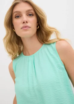 bonprix bonprix Blusa sin mangas de mezcla de viscosa fluida Azul mentol Hot