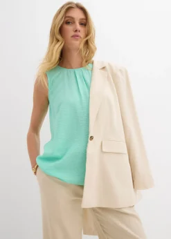 bonprix bonprix Blusa sin mangas de mezcla de viscosa fluida Azul mentol Hot