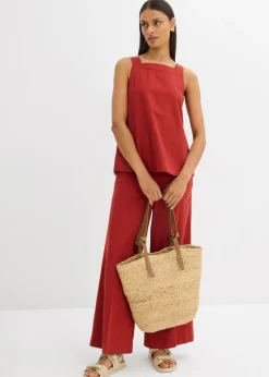 bonprix bonprix Blusa sin mangas de mezcla de viscosa con detalle de lazo en la parte trasera rojo carmín Online