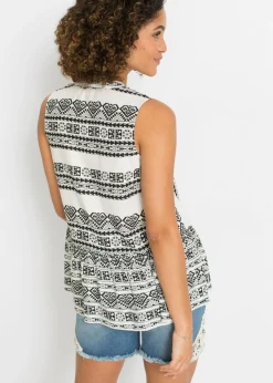 bonprix bonprix Blusa sin mangas de viscosa suave negro / crema suave