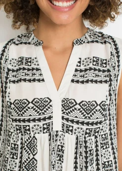 bonprix bonprix Blusa sin mangas de viscosa suave negro / crema suave