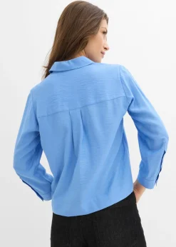 bonprix bonprix Blusa tipo boxy de mezcla de viscosa azul provenzal Hot