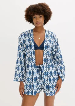 bonprix bonprix Blusa tipo kimono Blanco-azul New