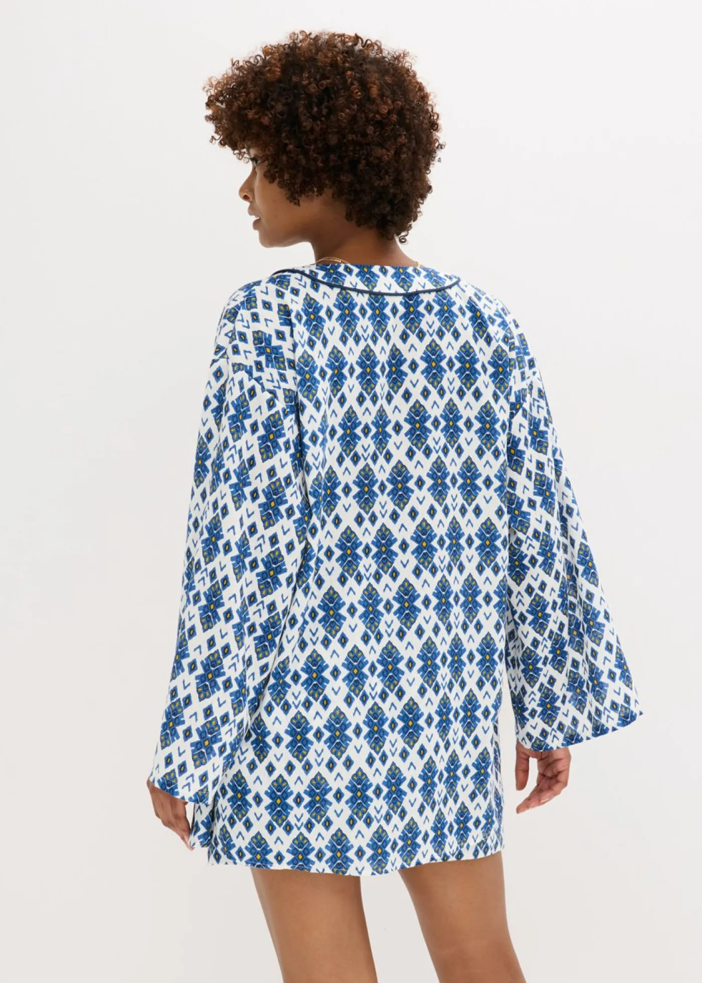 bonprix bonprix Blusa tipo kimono Blanco-azul New
