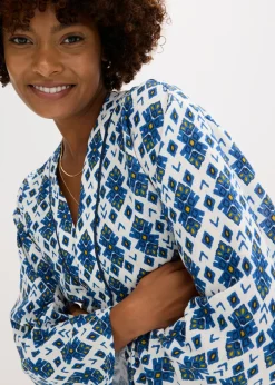 bonprix bonprix Blusa tipo kimono Blanco-azul New