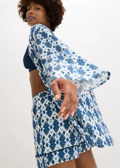 bonprix bonprix Blusa tipo kimono Blanco-azul New