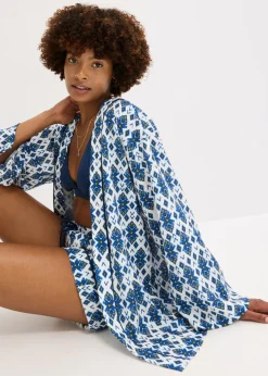 bonprix bonprix Blusa tipo kimono Blanco-azul New