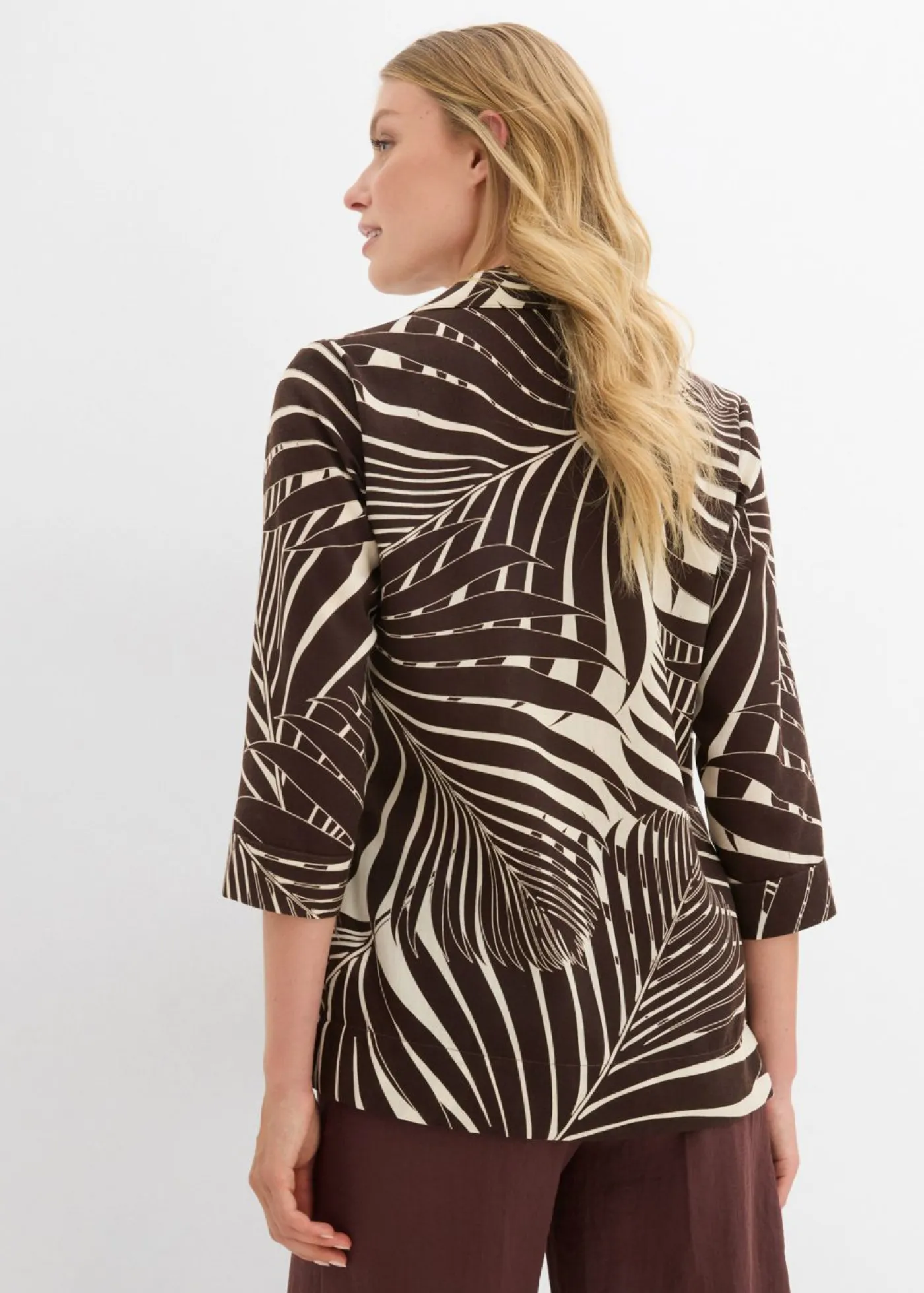 bonprix bonprix Blusa tipo kimono con aspecto de lino crudo-marrón oscuro Discount