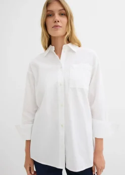 bonprix bonprix Blusa tipo Oxford de algodón orgánico Blanco