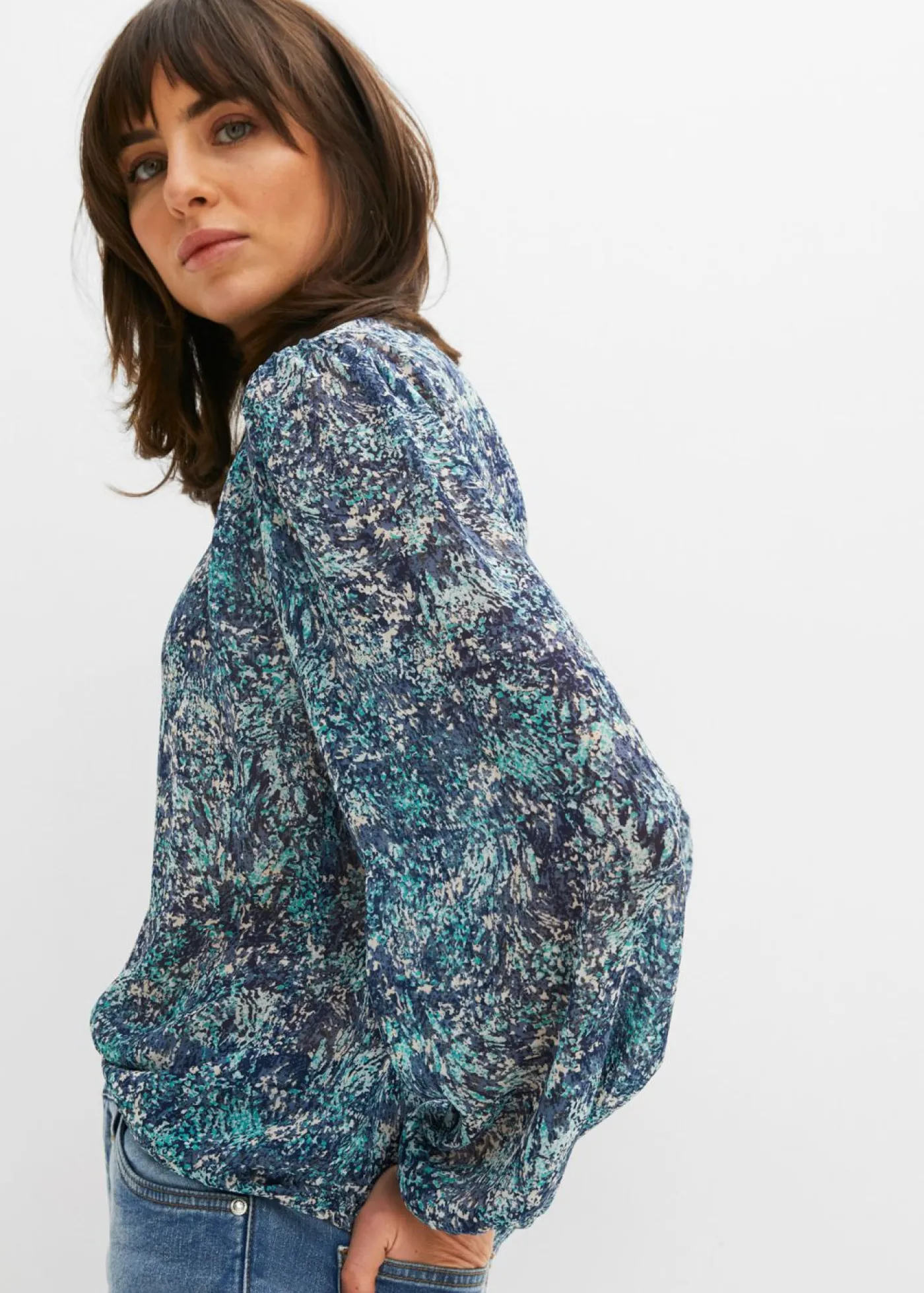 bonprix bonprix Blusa tipo túnica Azul Discount