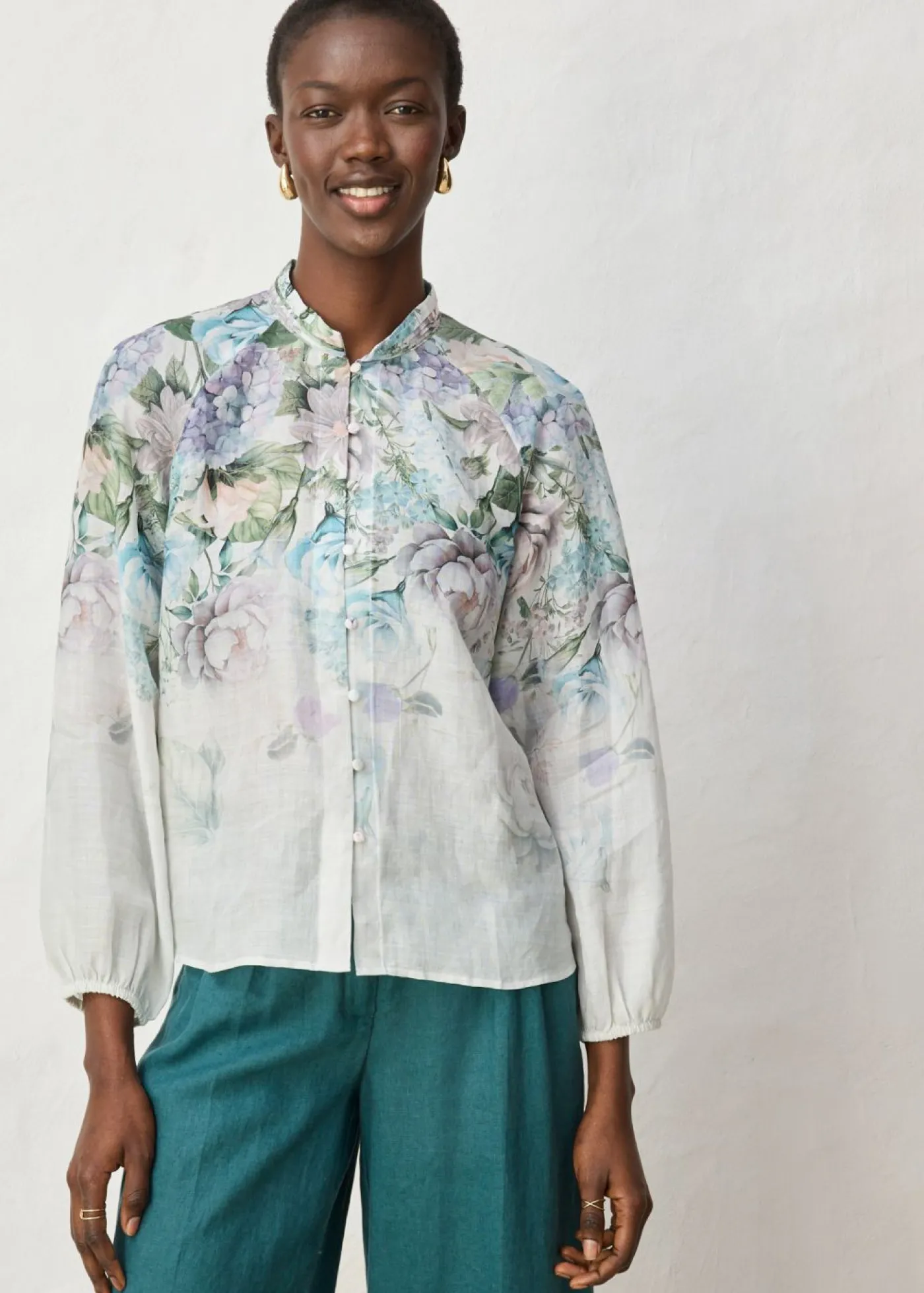 bonprix bonprix Blusa tipo túnica Lila empolvado de flores Online
