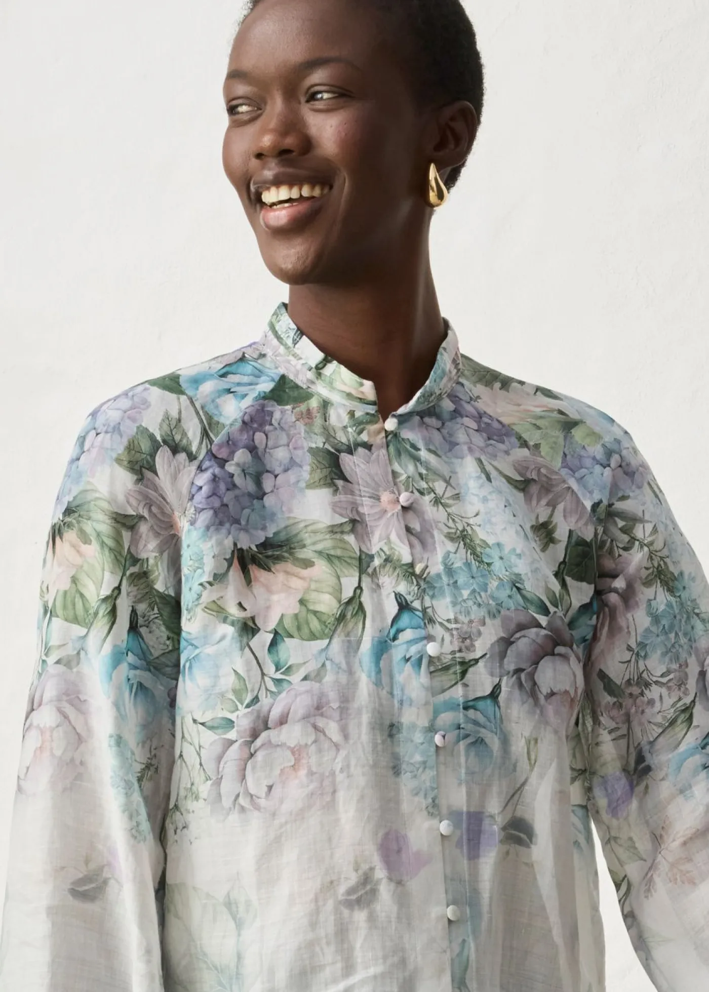 bonprix bonprix Blusa tipo túnica Lila empolvado de flores Online