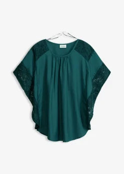 bonprix bonprix Blusa tipo túnica con aplicaciones Verde intenso Sale