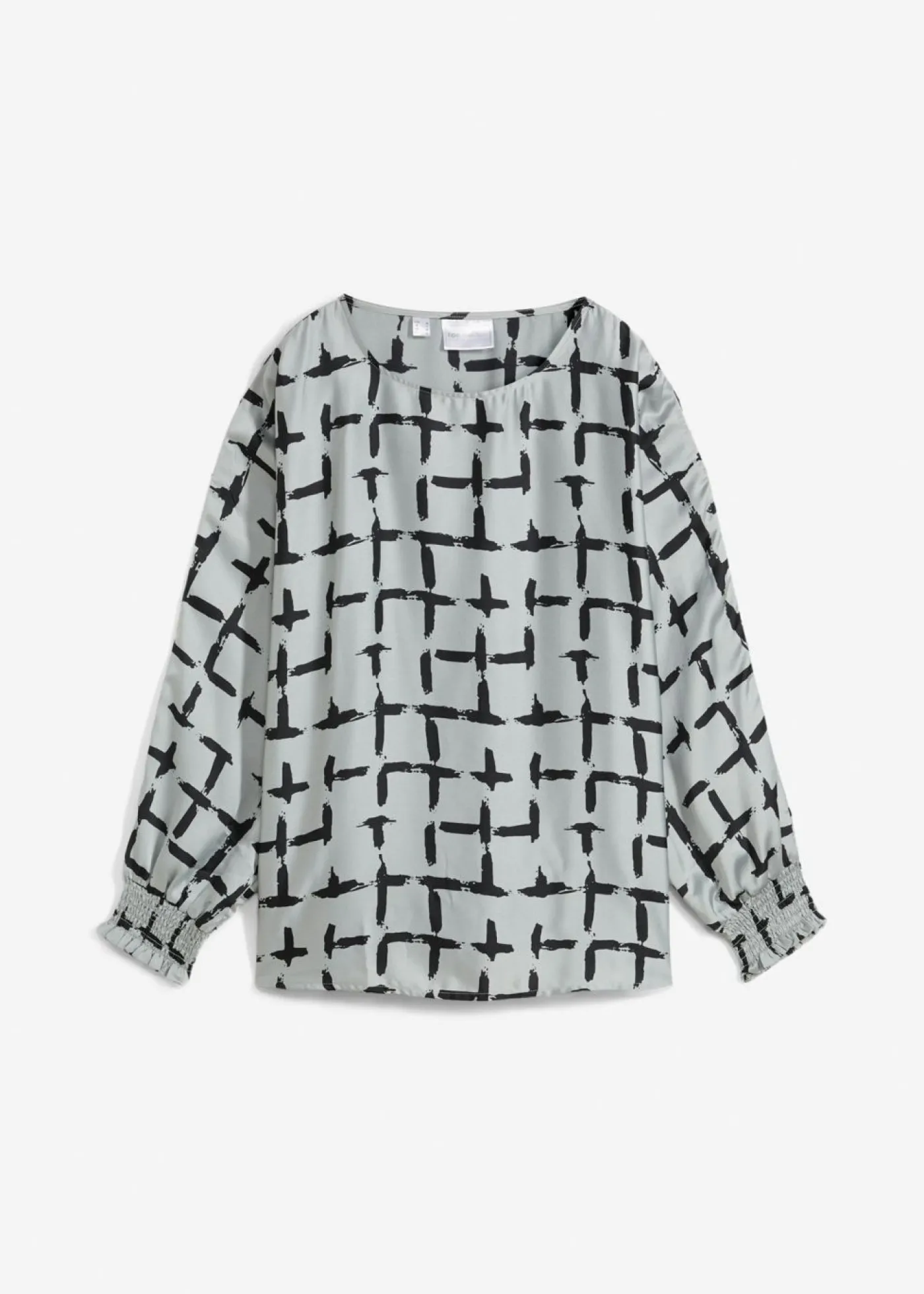 bonprix bonprix Blusa tipo túnica con mangas de murciélago gris plata-negro Outlet