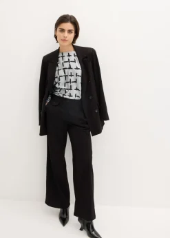 bonprix bonprix Blusa tipo túnica con mangas de murciélago gris plata-negro Outlet