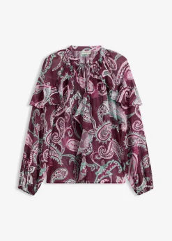 bonprix bonprix Blusa tipo túnica con volantes Fucsia oscuro Outlet