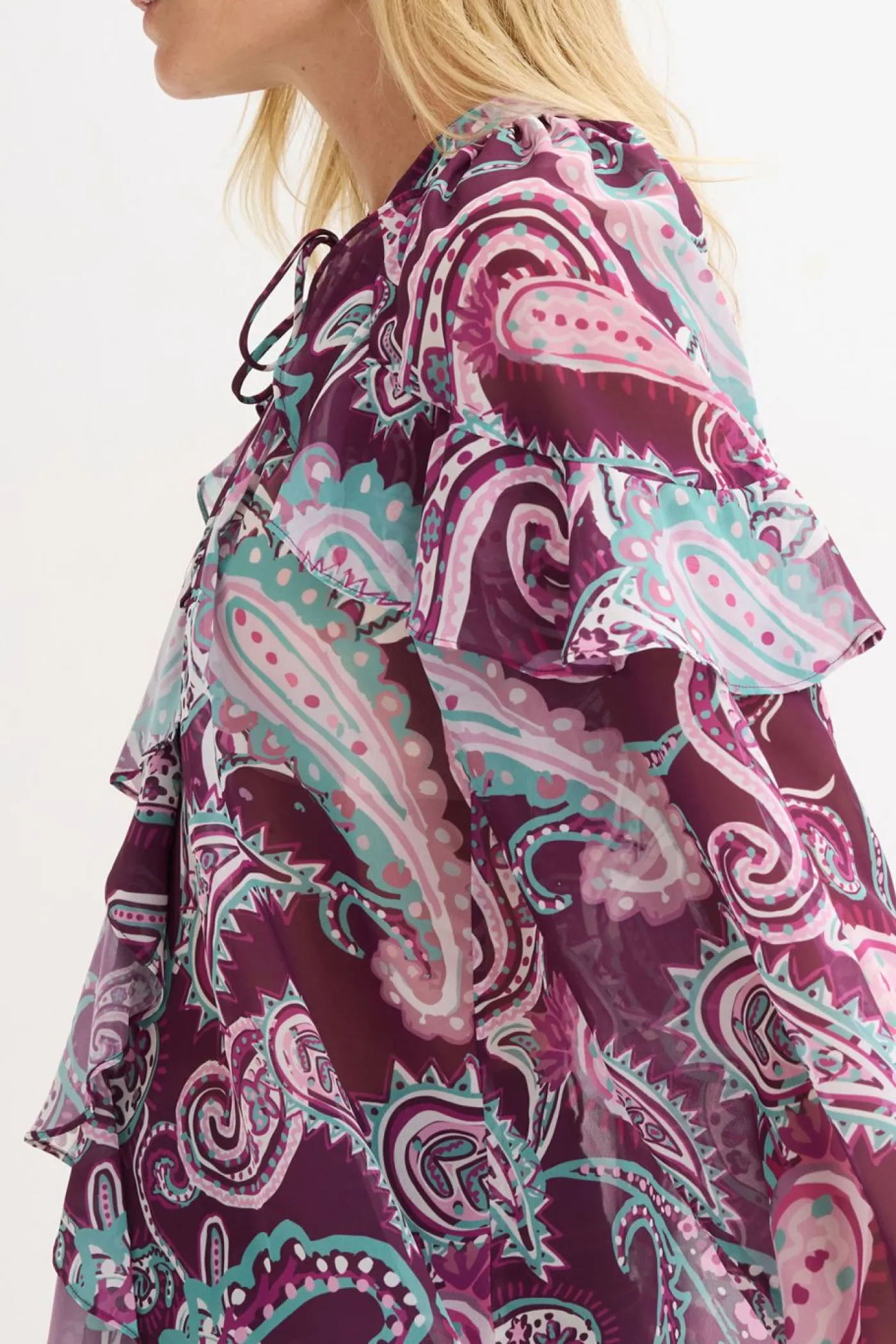 bonprix bonprix Blusa tipo túnica con volantes Fucsia oscuro Outlet