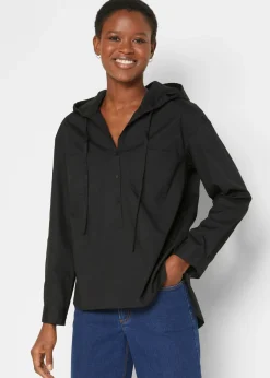 bonprix bonprix Blusa tipo túnica de algodón orgánico puro Negro Clearance
