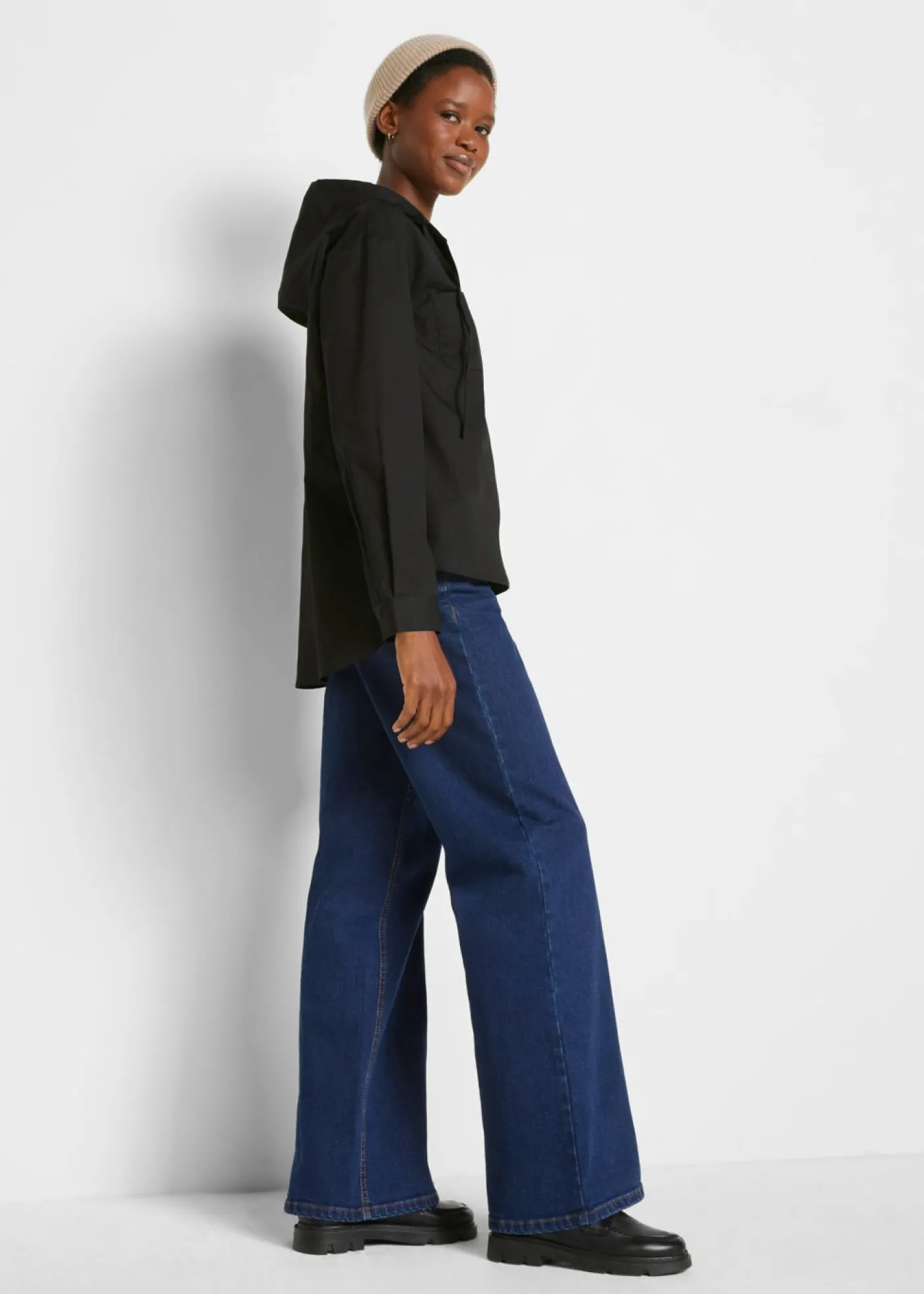 bonprix bonprix Blusa tipo túnica de algodón orgánico puro Negro Clearance