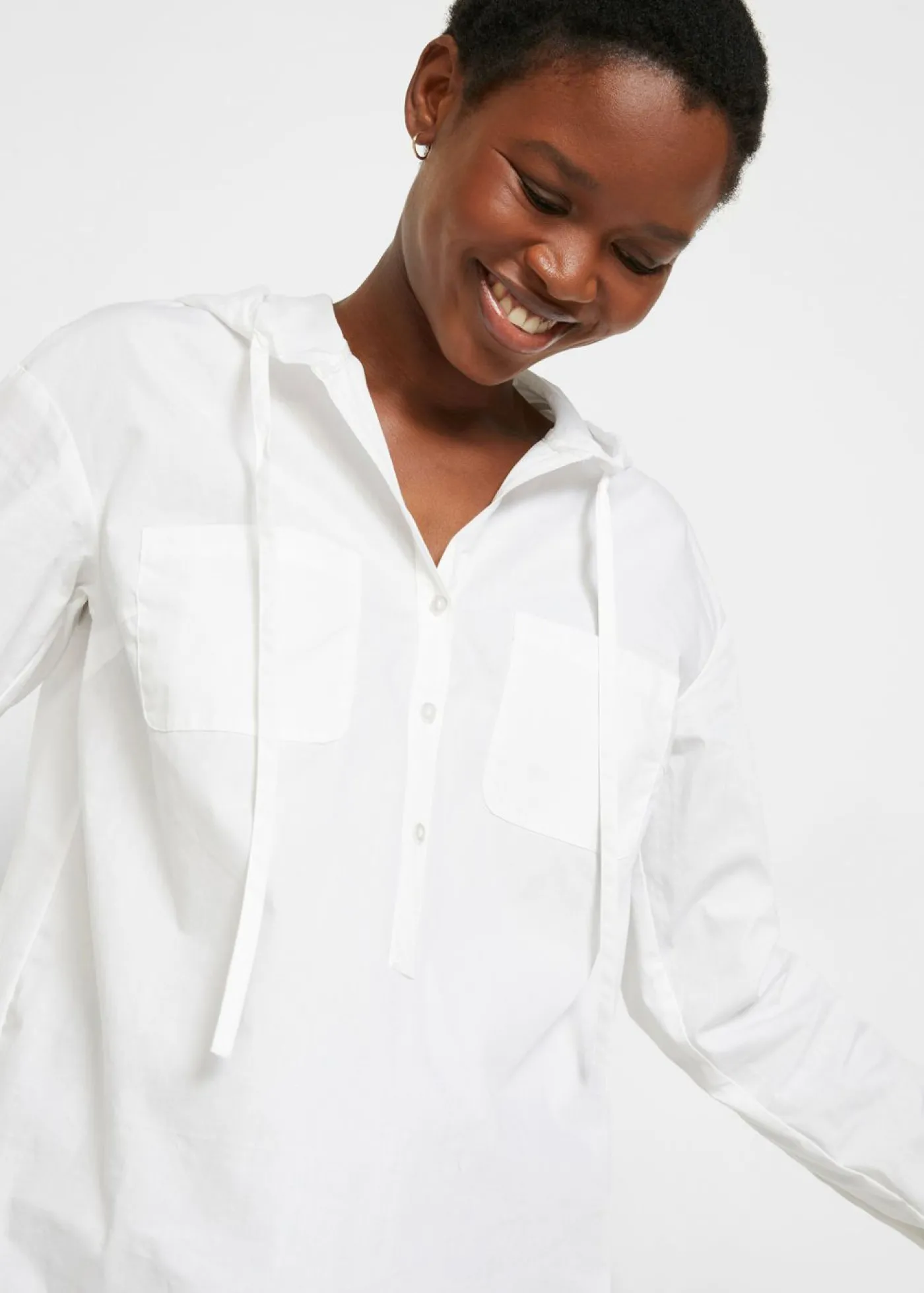 bonprix bonprix Blusa tipo túnica de algodón orgánico puro Blanco Hot