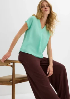 bonprix bonprix Blusa tipo túnica de mezcla de viscosa fluida Azul mentol Clearance