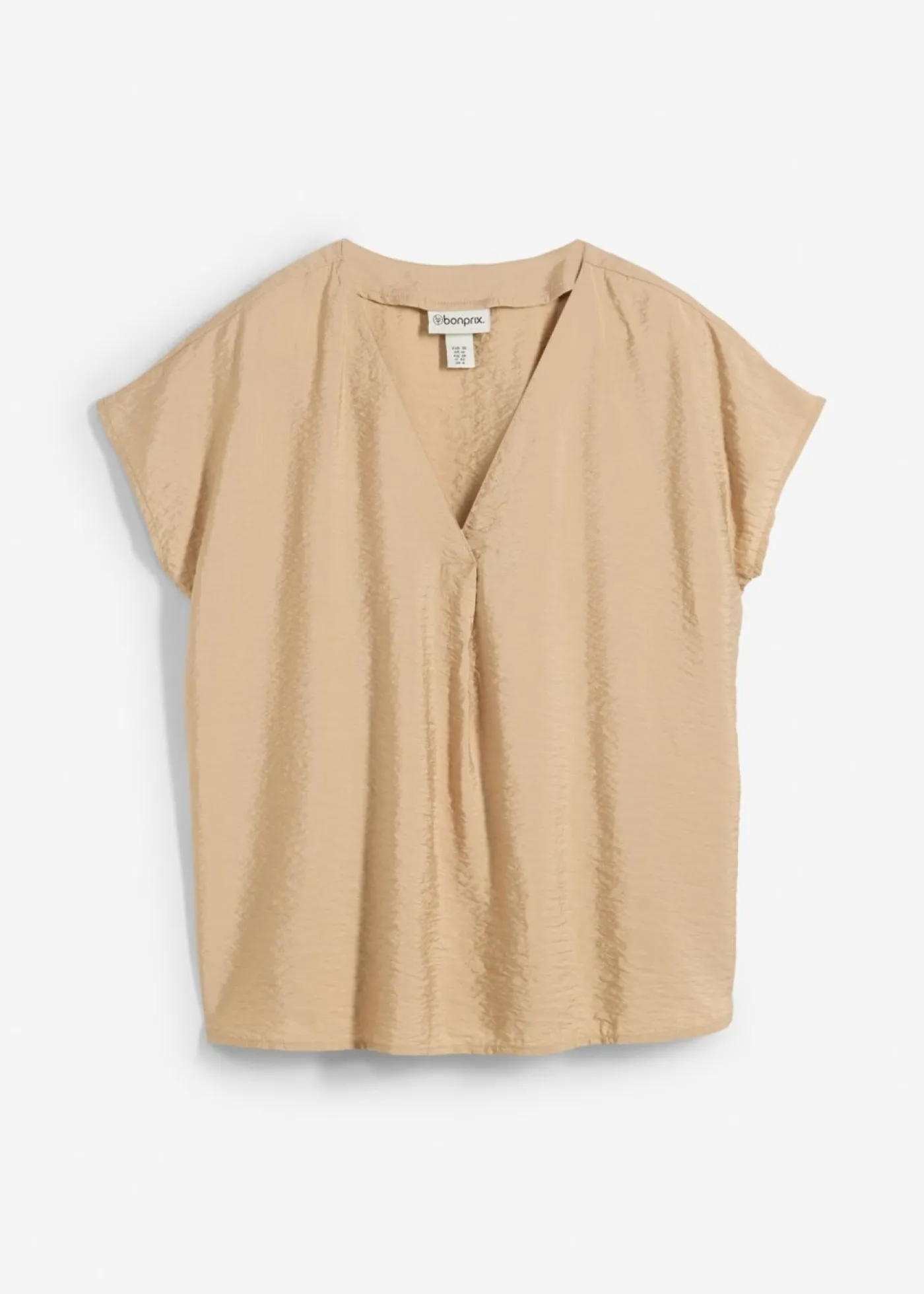 bonprix bonprix Blusa tipo túnica de mezcla de viscosa fluida Beige nuevo Outlet