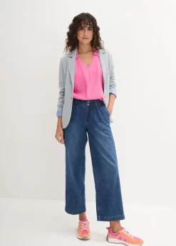 bonprix bonprix Blusa tipo túnica de mezcla de lino vaporosa Rosa flamenco Hot