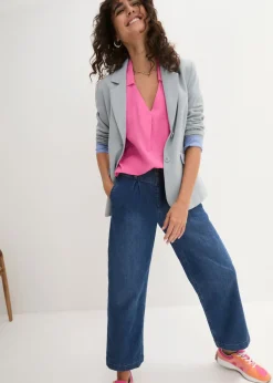 bonprix bonprix Blusa tipo túnica de mezcla de lino vaporosa Rosa flamenco Hot