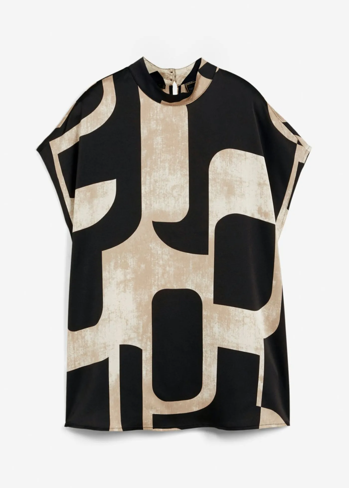 bonprix bonprix Blusa tipo túnica de staén negro/gris guijarro/beige-kaki Best