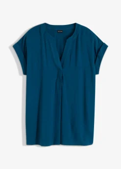 bonprix bonprix Blusa tipo túnica de viscosa pura Petróleo azul New