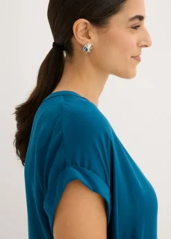 bonprix bonprix Blusa tipo túnica de viscosa pura Petróleo azul New