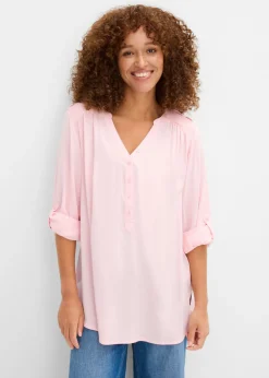 bonprix bonprix Blusa tipo túnica de viscosa suave Rosa empolvado Hot