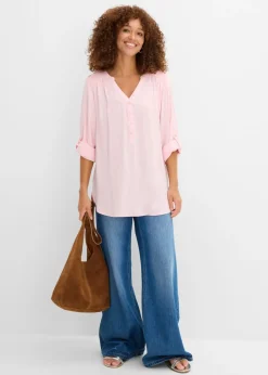 bonprix bonprix Blusa tipo túnica de viscosa suave Rosa empolvado Hot