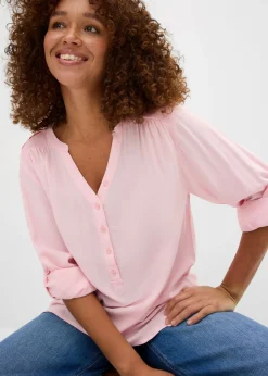 bonprix bonprix Blusa tipo túnica de viscosa suave Rosa empolvado Hot