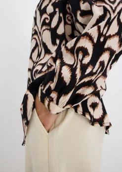 bonprix bonprix Blusa tipo túnica de viscosa fluida negro-marrón oscuro-marrón moka -gris guijarro Best