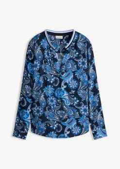 bonprix bonprix Blusa tipo túnica de viscosa fluida Azul marino/azul provenzal con patrón paisley Discount