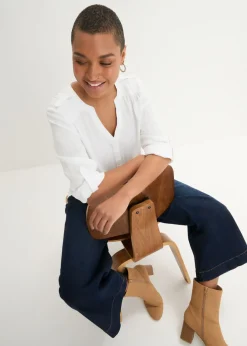 bonprix bonprix Blusa tipo túnica de viscosa suave Blanco Best