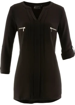 bonprix bonprix Blusa tipo túnica de viscosa fluida Negro Hot