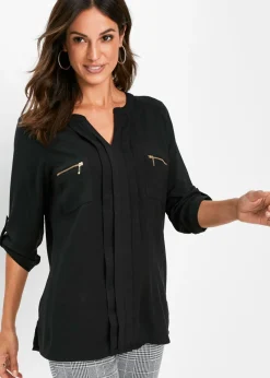 bonprix bonprix Blusa tipo túnica de viscosa fluida Negro Hot