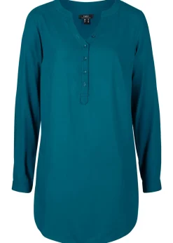 bonprix bonprix Blusa tipo túnica de viscosa suave Petróleo azul Hot