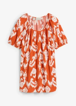 bonprix bonprix Blusa tipo túnica de viscosa arrugada cayena-blanco lana Clearance