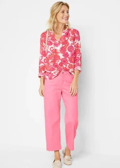 bonprix bonprix Blusa tipo túnica de viscosa fluida pink lady/rosa brillante/narajna suave Online