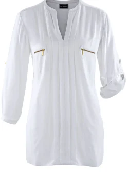 bonprix bonprix Blusa tipo túnica de viscosa fluida Blanco Sale