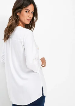 bonprix bonprix Blusa tipo túnica de viscosa fluida Blanco Sale