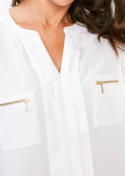 bonprix bonprix Blusa tipo túnica de viscosa fluida Blanco Sale