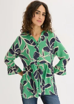 bonprix bonprix Blusa tipo túnica de viscosa fluida Verde ópalo New