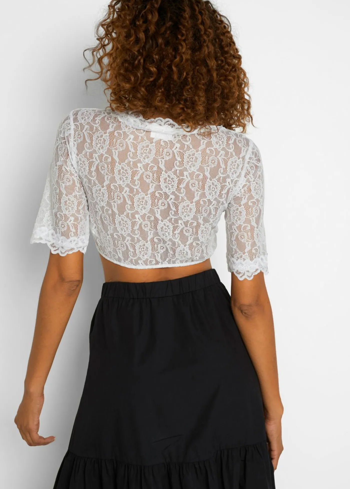 bonprix bonprix Blusa tirolesa de encaje Blanco Hot