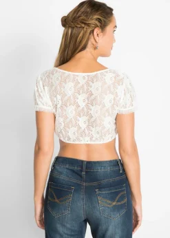 bonprix bonprix Blusa tirolesa de encaje Blanco Hot