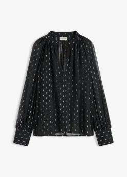 bonprix bonprix Blusa transparente negro/plata topos New
